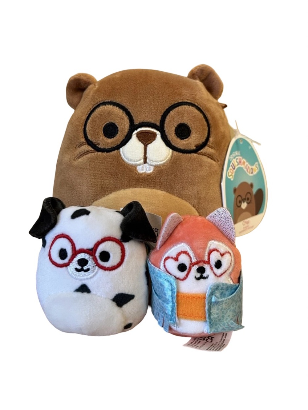 Squishmallows with Glasses Lot Of 3 Assorted Sizes